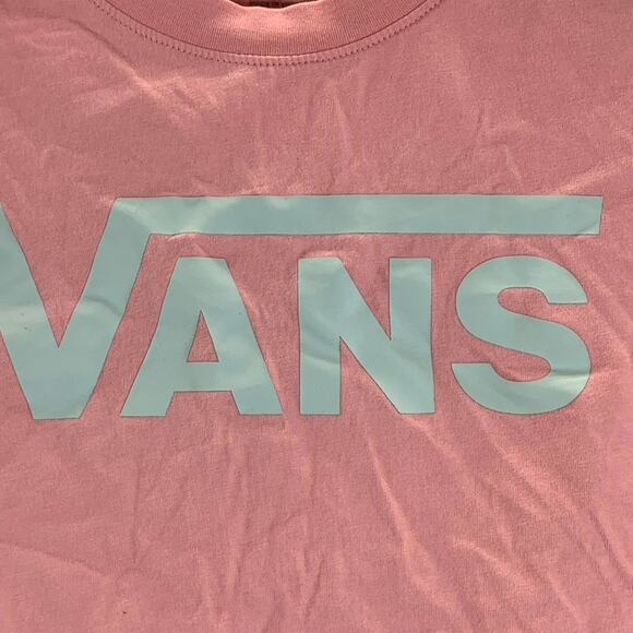 VANS Women's Salmon Pink Long Sleeve Cropped Logo T Shirt SZ XS - Picture 6 of 9